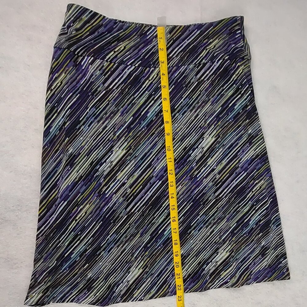 New York & Company Purple Yellow Print Rayon Blend Stretch Pencil Skirt Size M - Picture 6 of 8